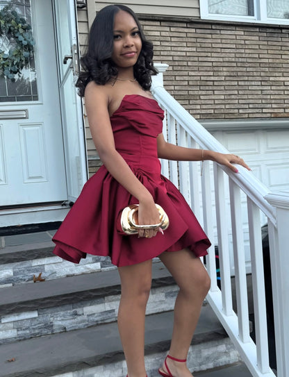 Robe de bal bustier violette en satin avec appliques, robe de soirée formelle J9413
