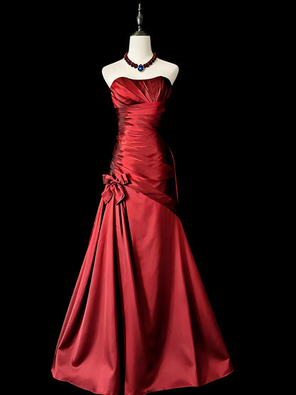 Robe de bal bustier violette en satin avec appliques, robe de soirée formelle J9413
