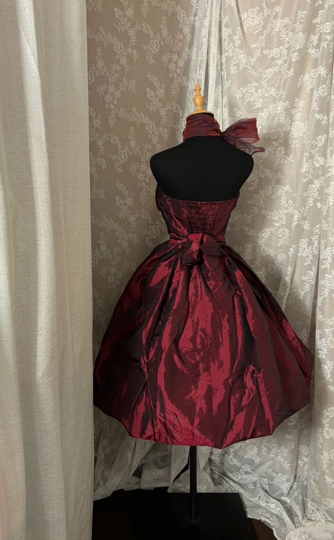 Strapless Burgundy Taffeta Birthday Dress A Line Short Dress  J10006