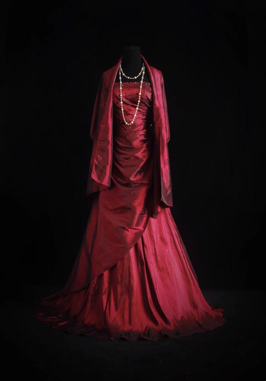 Trägerloses silbernes Vintage-Abendkleid, A-Linie, Geburtstagskleid J9370