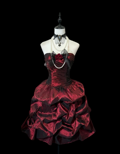 Robe de bal bustier violette en satin avec appliques, robe de soirée formelle J9413