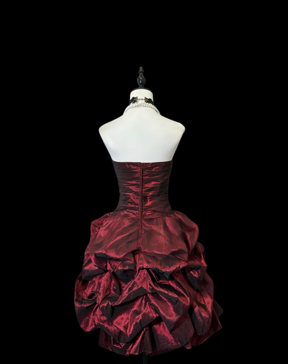 Robe de bal bustier violette en satin avec appliques, robe de soirée formelle J9413