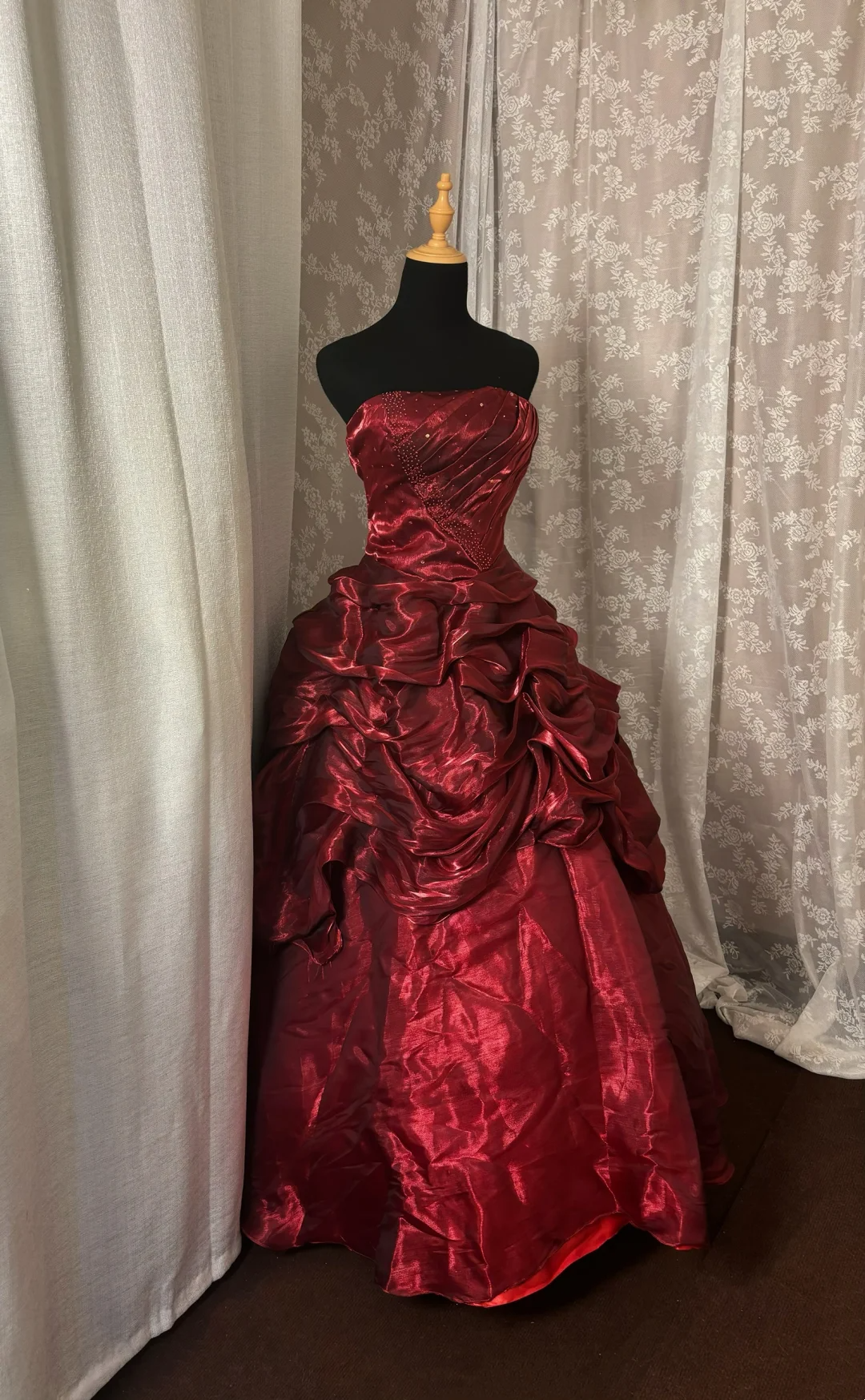 Strapless Burgundy Vintage Prom Dress Retro Birthday Dress  J10004