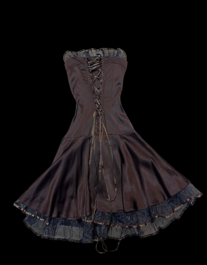 Robe de bal bustier violette en satin avec appliques, robe de soirée formelle J9413