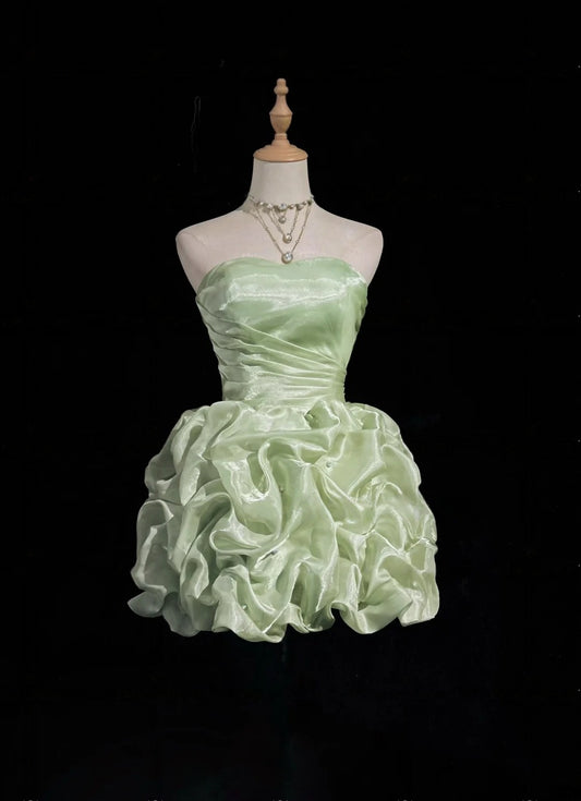 Strapless Fruit Green Short Homecoming Dress Mini Birthday Dress  J10337