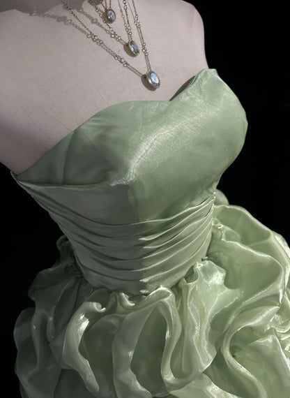 Strapless Fruit Green Short Homecoming Dress Mini Birthday Dress  J10337