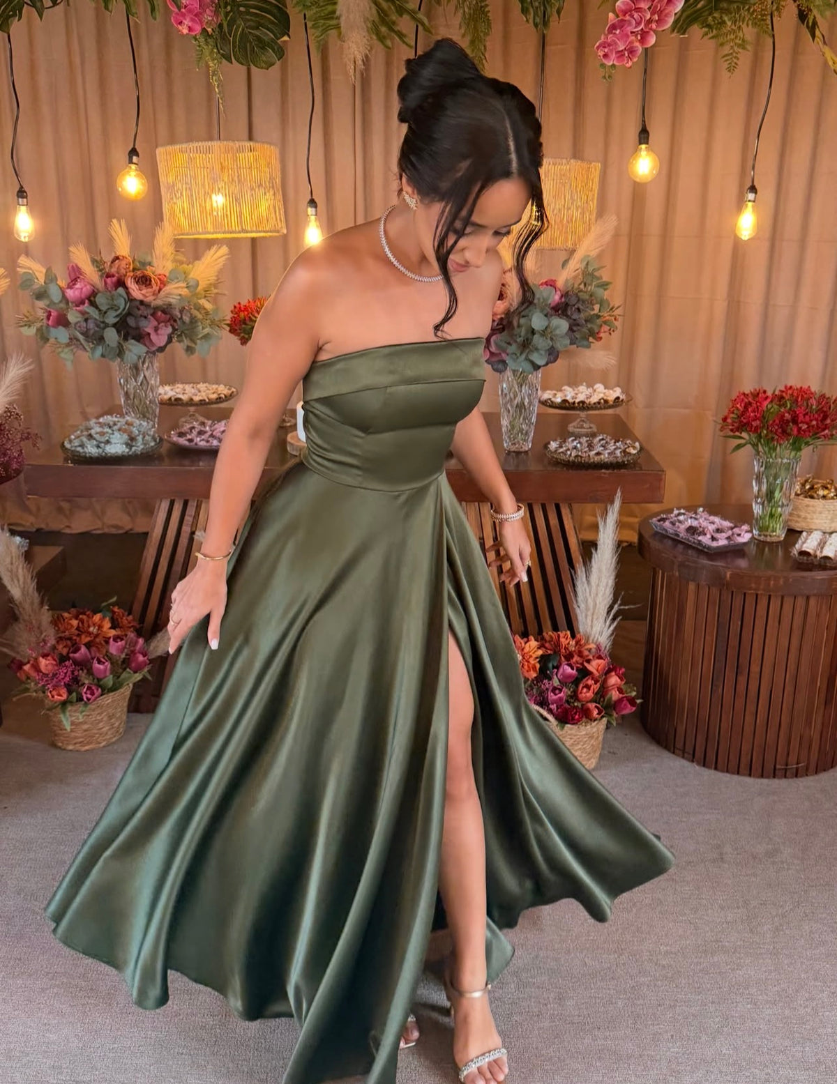 Robe de bal bustier violette en satin avec appliques, robe de soirée formelle J9413