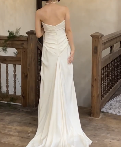 Robe de bal bustier violette en satin avec appliques, robe de soirée formelle J9413