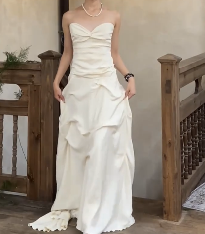 Robe de bal bustier violette en satin avec appliques, robe de soirée formelle J9413