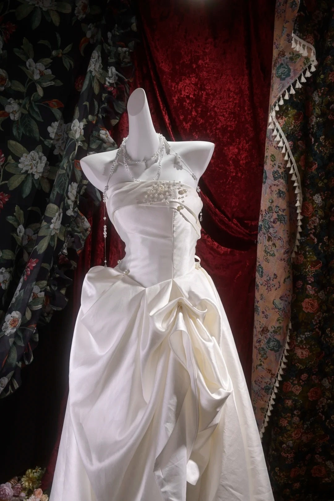 Strapless Ivory Satin Wedding Dress Elegant Birthday Gown J10192