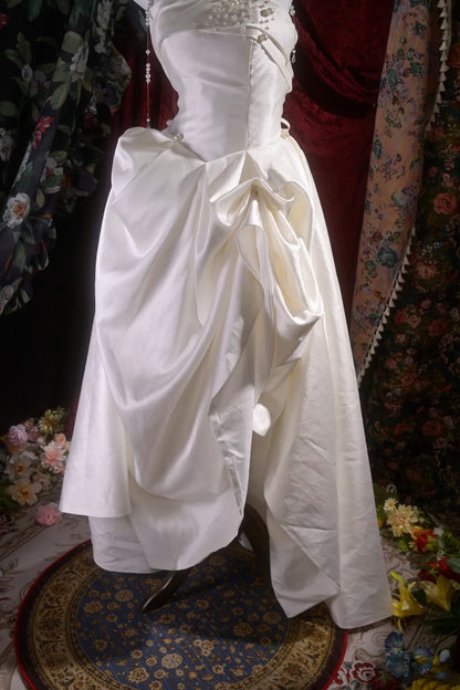 Strapless Ivory Satin Wedding Dress Elegant Birthday Gown J10192