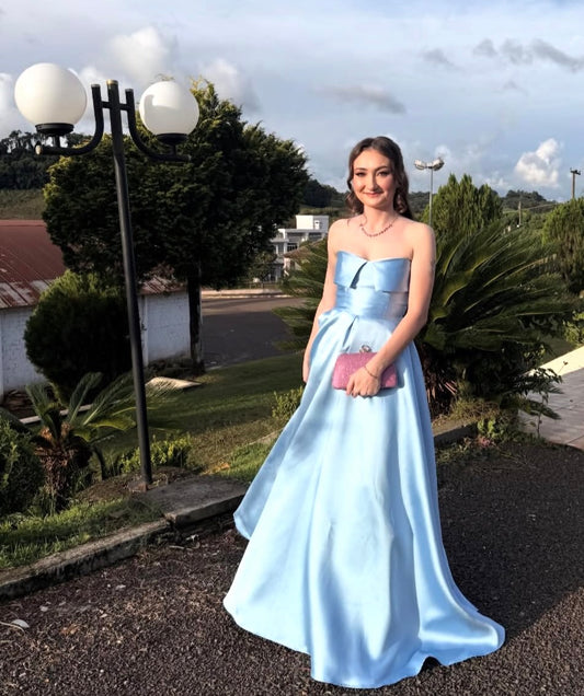 Trägerloses silbernes Vintage-Abendkleid, A-Linie, Geburtstagskleid J9370