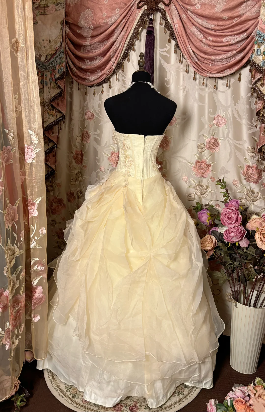 Strapless Light Yellow Ball Gown Quinceanera Dresses Sweet 16 Birthday Dress J9999
