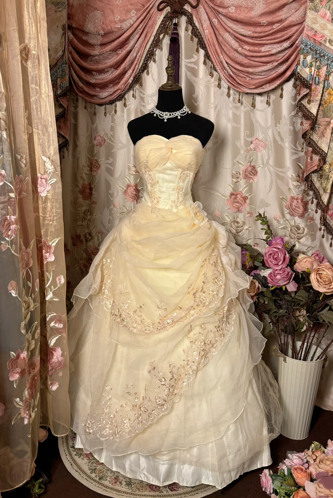 Strapless Light Yellow Ball Gown Quinceanera Dresses Sweet 16 Birthday Dress J9999