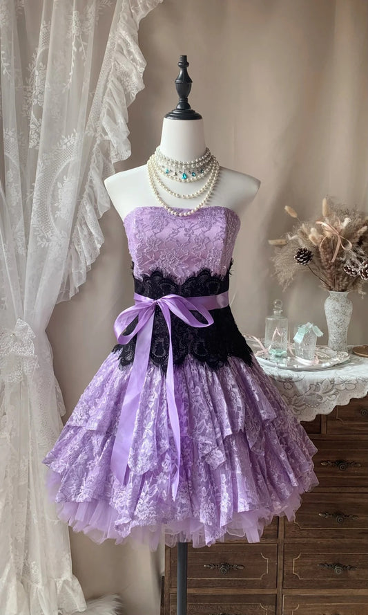 Trägerloses silbernes Vintage-Abendkleid, A-Linie, Geburtstagskleid J9370