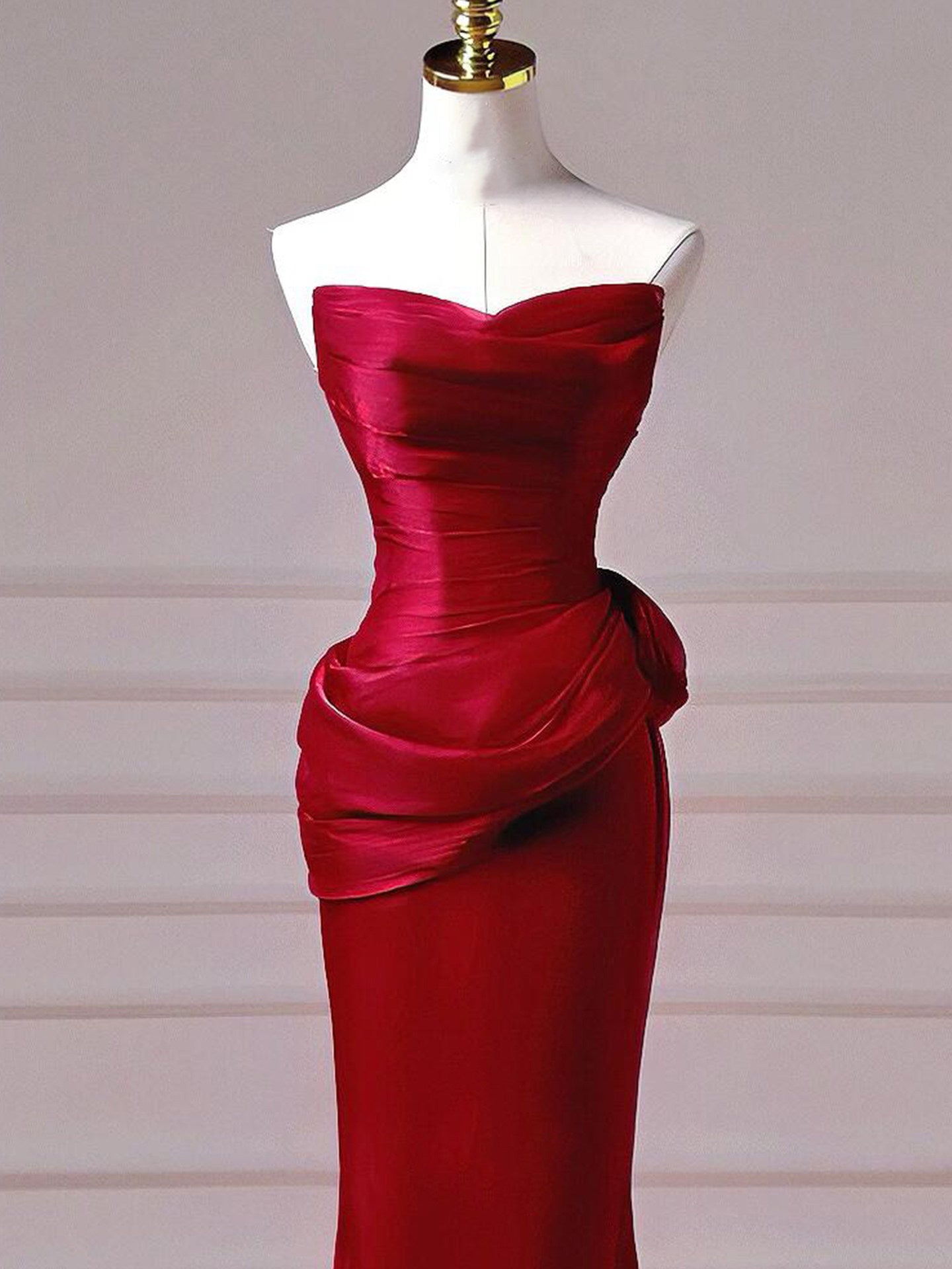 Strapless Mermaid Satin Formal Prom Dress with Scarf J9979