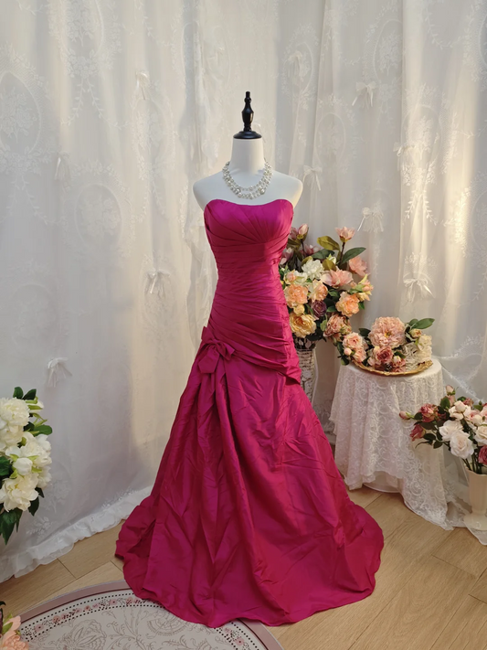 Robe de bal bustier violette en satin avec appliques, robe de soirée formelle J9413