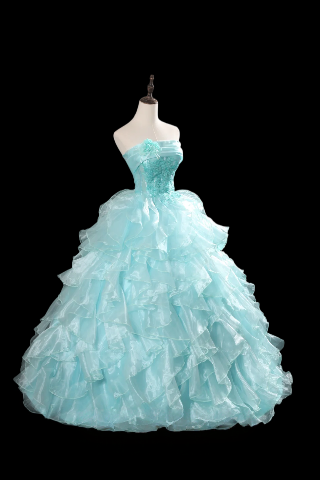 Robe de bal bustier violette en satin avec appliques, robe de soirée formelle J9413