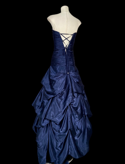 Trägerloses silbernes Vintage-Abendkleid, A-Linie, Geburtstagskleid J9370