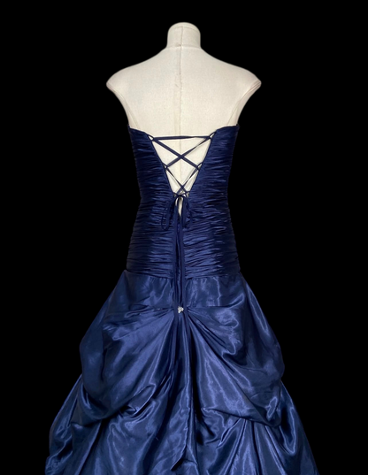 Trägerloses silbernes Vintage-Abendkleid, A-Linie, Geburtstagskleid J9370