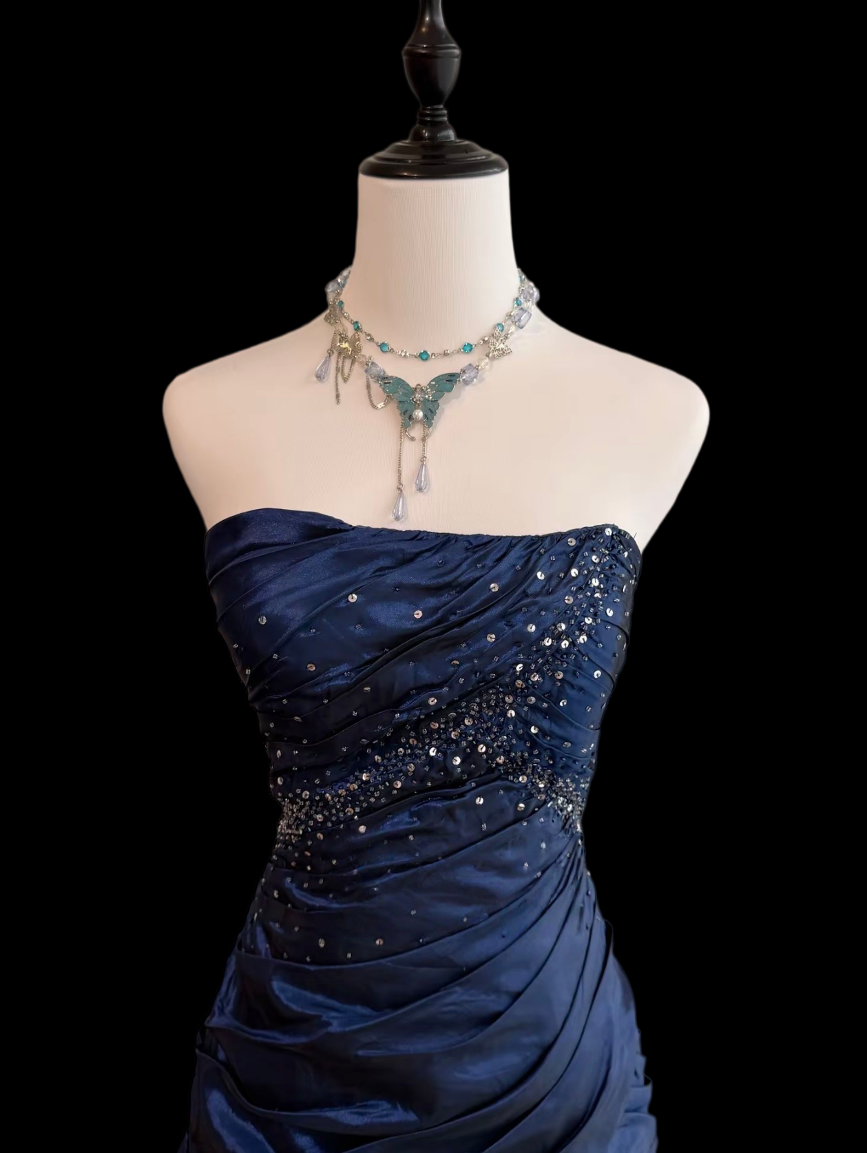 Robe de bal bustier violette en satin avec appliques, robe de soirée formelle J9413