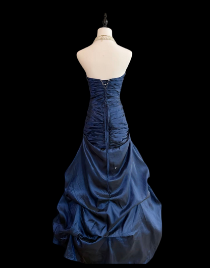 Robe de bal bustier violette en satin avec appliques, robe de soirée formelle J9413
