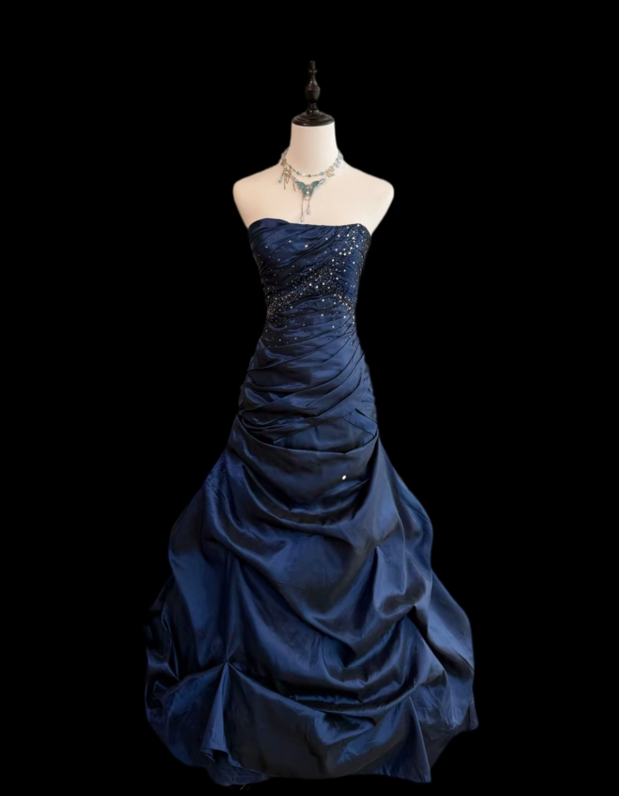 Robe de bal bustier violette en satin avec appliques, robe de soirée formelle J9413