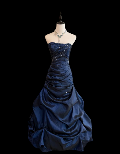 Robe de bal bustier violette en satin avec appliques, robe de soirée formelle J9413