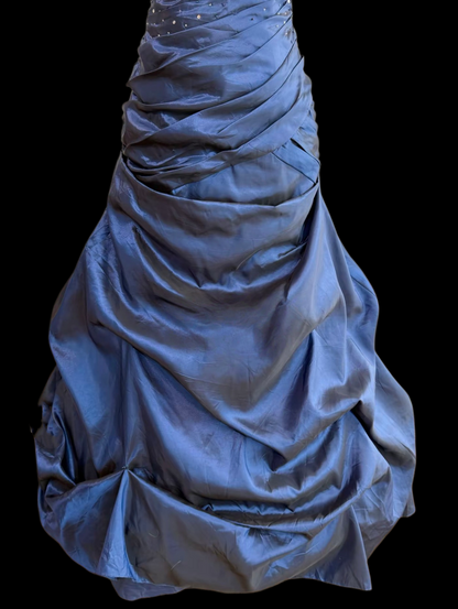 Robe de bal bustier violette en satin avec appliques, robe de soirée formelle J9413