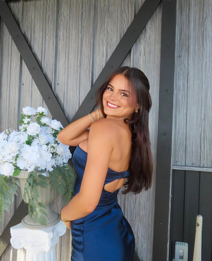 Robe de bal bustier violette en satin avec appliques, robe de soirée formelle J9413