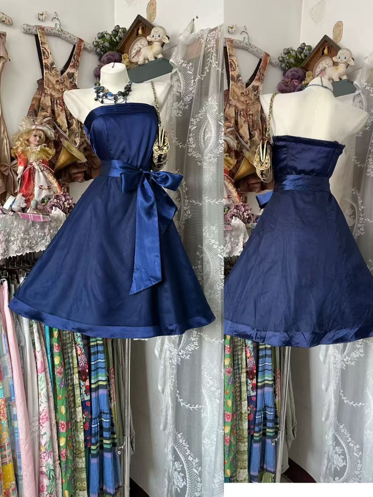 Robe de bal bustier violette en satin avec appliques, robe de soirée formelle J9413