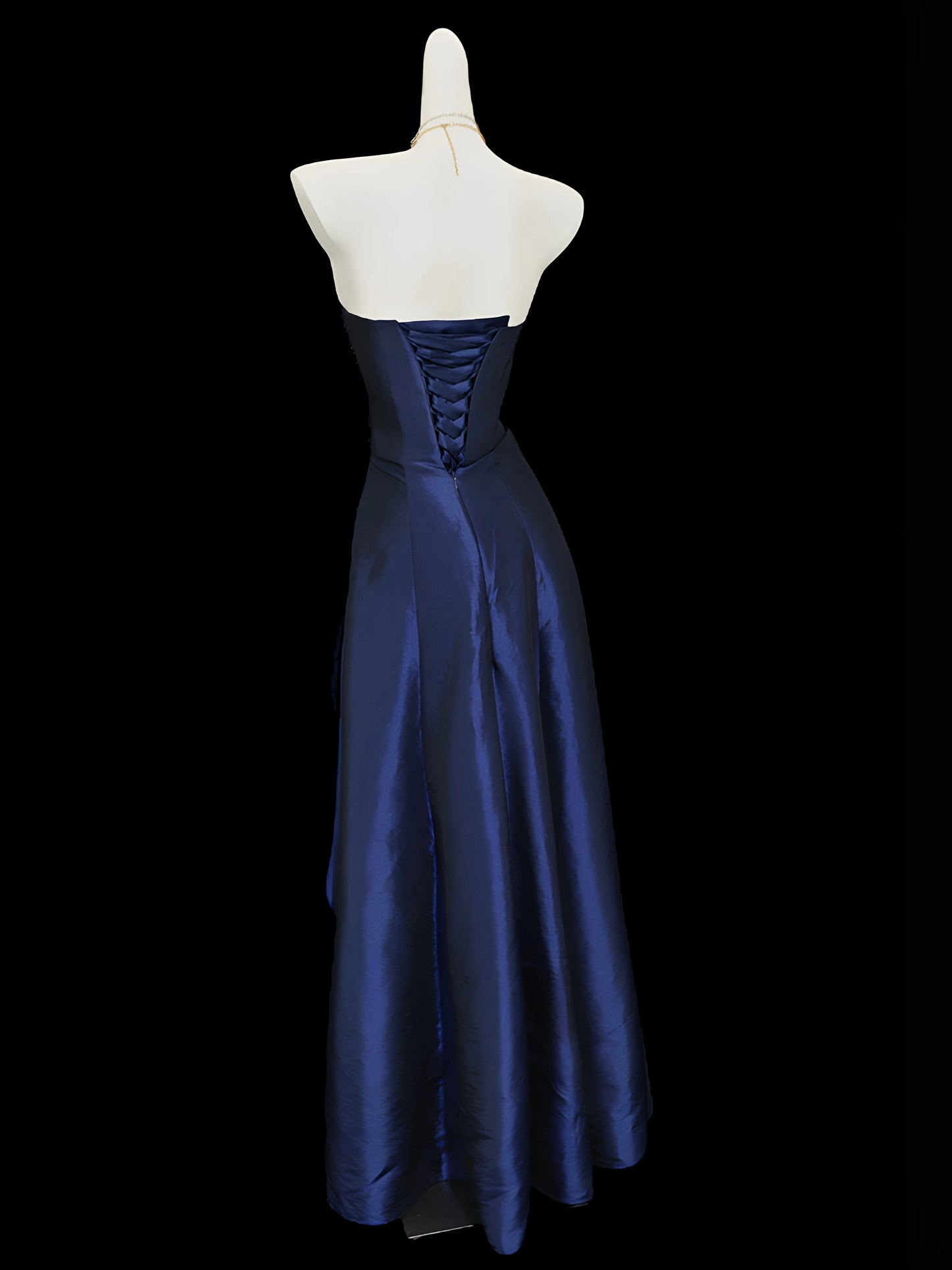 Trägerloses silbernes Vintage-Abendkleid, A-Linie, Geburtstagskleid J9370