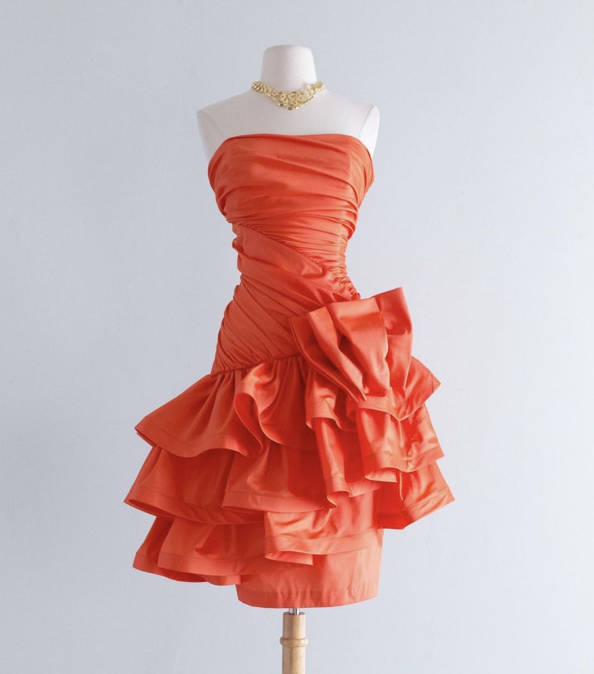 Strapless Orange Layered Retro Birthday Dress Homecoming Dress  J11669