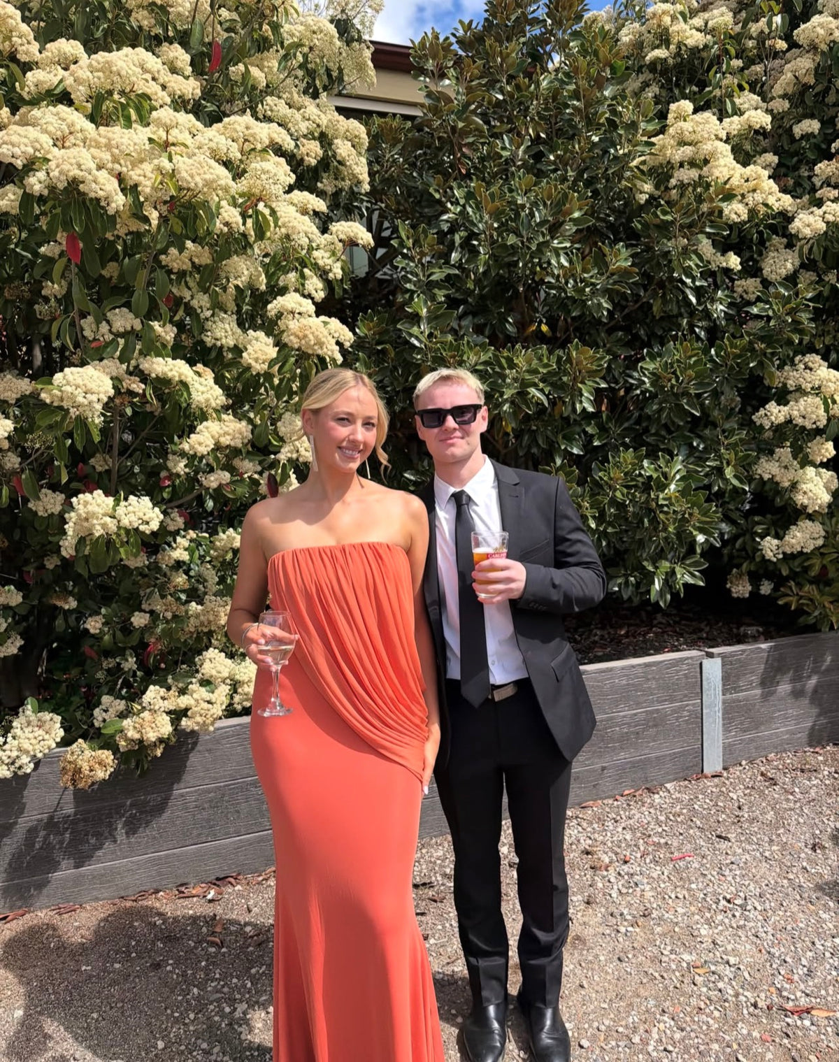 Strapless Orange Wedding Guest Dress Mermaid Evening Gown  J12155