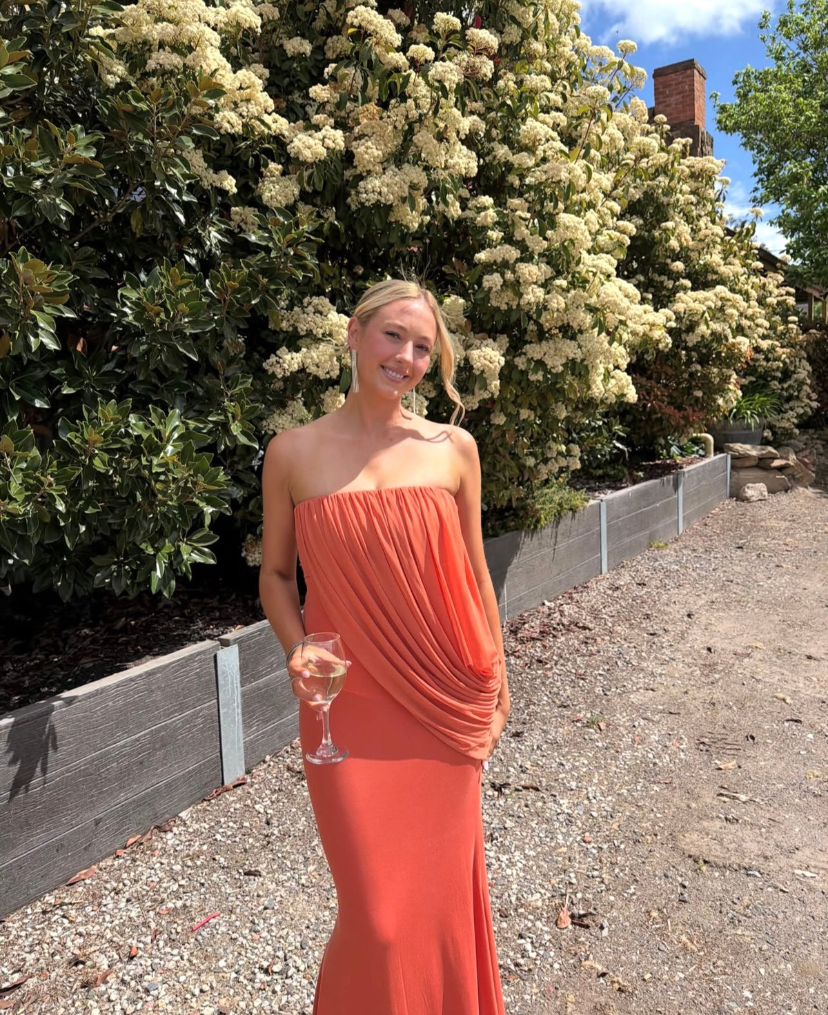Strapless Orange Wedding Guest Dress Mermaid Evening Gown  J12155