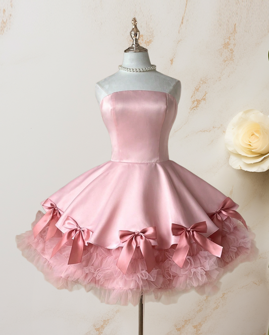 Trägerloses silbernes Vintage-Abendkleid, A-Linie, Geburtstagskleid J9370