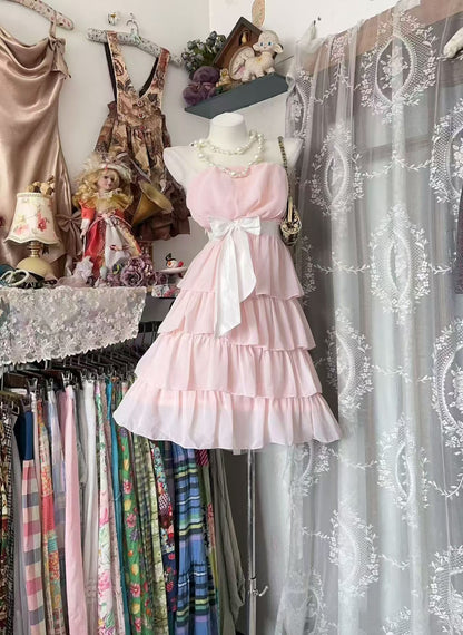 Strapless Pink A Line Homecoming Dress Layered Birthday Dress J10076