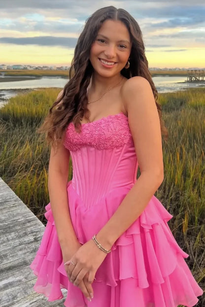 Robe de bal bustier violette en satin avec appliques, robe de soirée formelle J9413