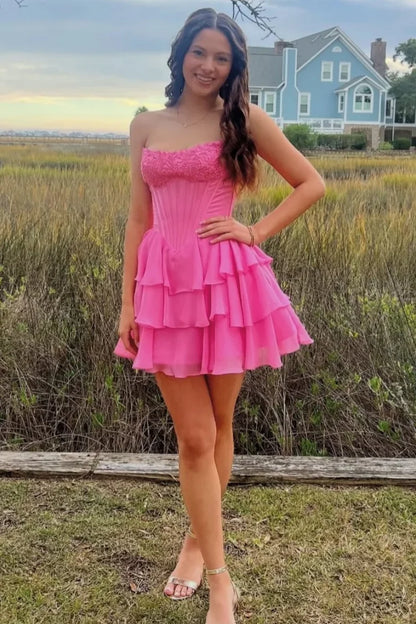 Robe de bal bustier violette en satin avec appliques, robe de soirée formelle J9413