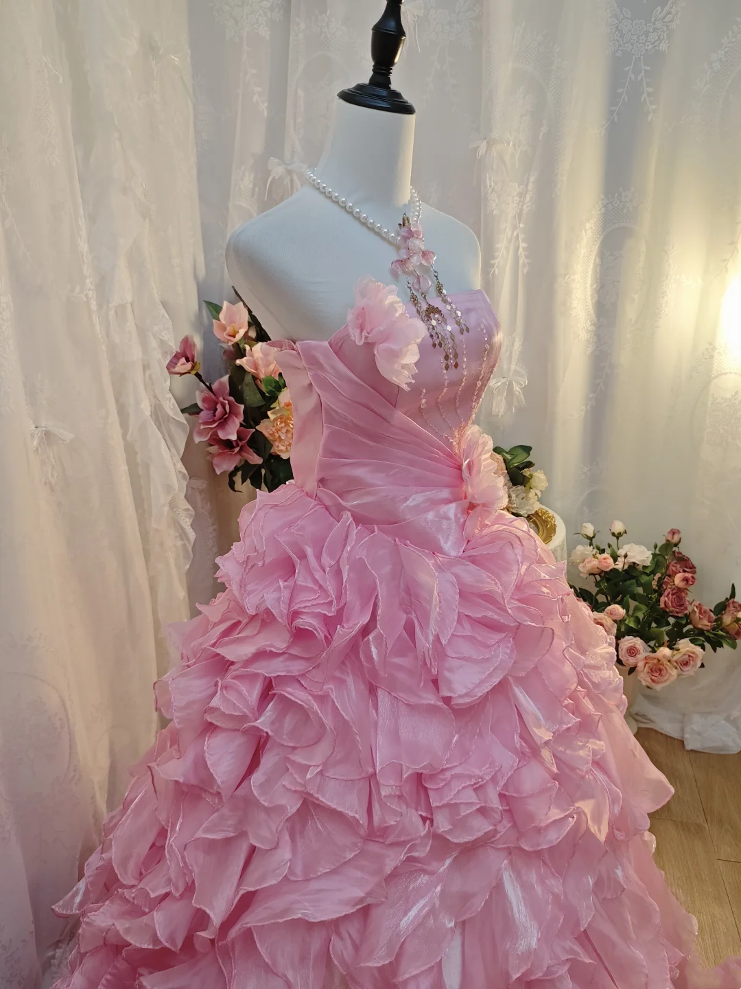 Trägerloses silbernes Vintage-Abendkleid, A-Linie, Geburtstagskleid J9370