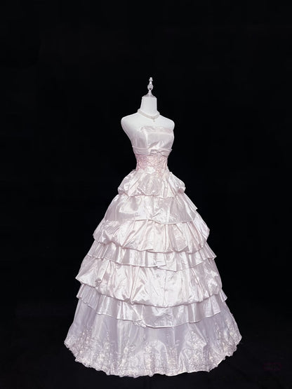 Robe de bal bustier violette en satin avec appliques, robe de soirée formelle J9413
