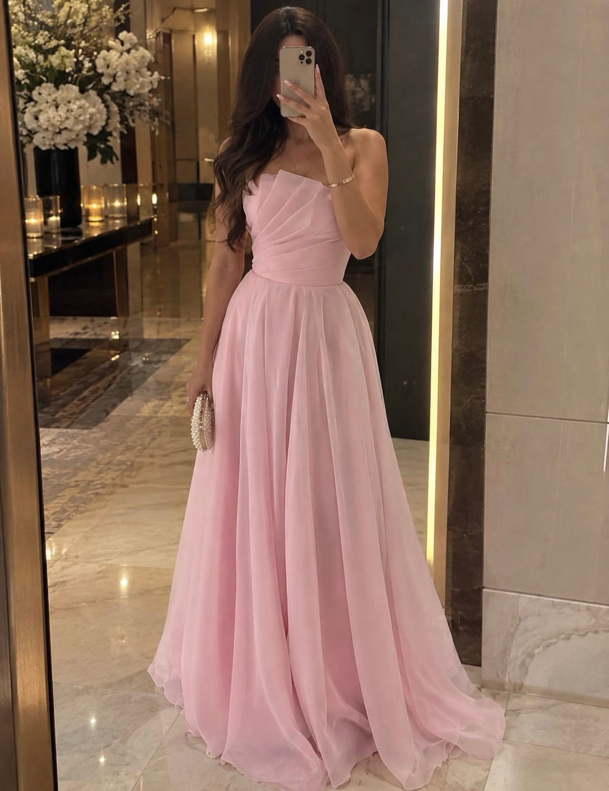 Trägerloses silbernes Vintage-Abendkleid, A-Linie, Geburtstagskleid J9370