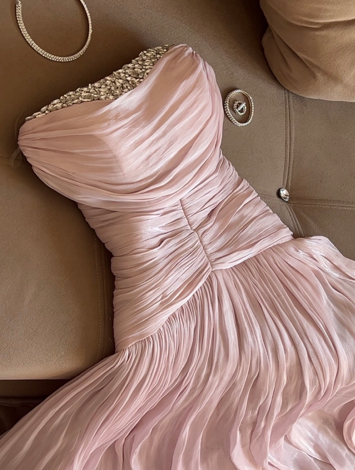 Trägerloses silbernes Vintage-Abendkleid, A-Linie, Geburtstagskleid J9370