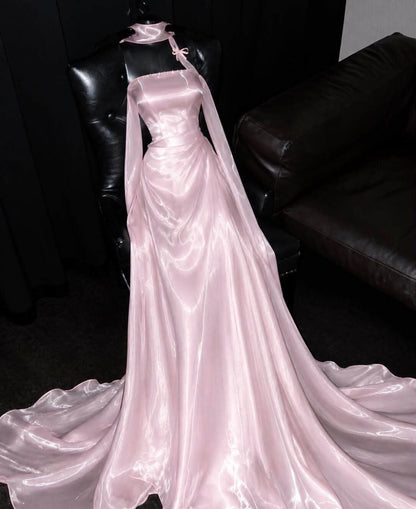 Robe de bal bustier violette en satin avec appliques, robe de soirée formelle J9413