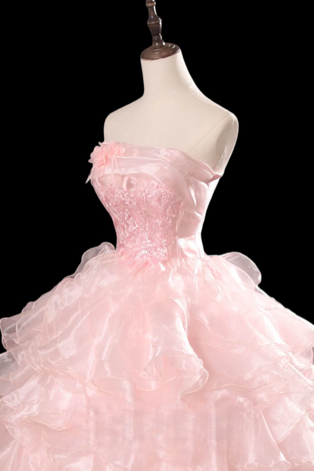 Robe de bal bustier violette en satin avec appliques, robe de soirée formelle J9413