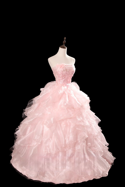 Robe de bal bustier violette en satin avec appliques, robe de soirée formelle J9413