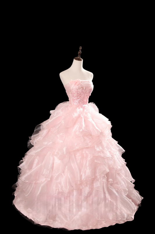 Robe de bal bustier violette en satin avec appliques, robe de soirée formelle J9413