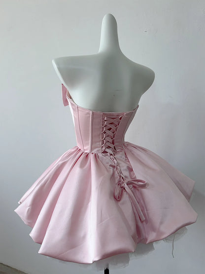 Robe de bal bustier violette en satin avec appliques, robe de soirée formelle J9413