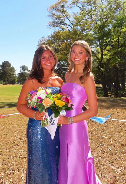 Strapless Pink Satin Formal Prom Dress Sheath Evening Gown  J10047