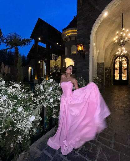 Robe de bal bustier violette en satin avec appliques, robe de soirée formelle J9413